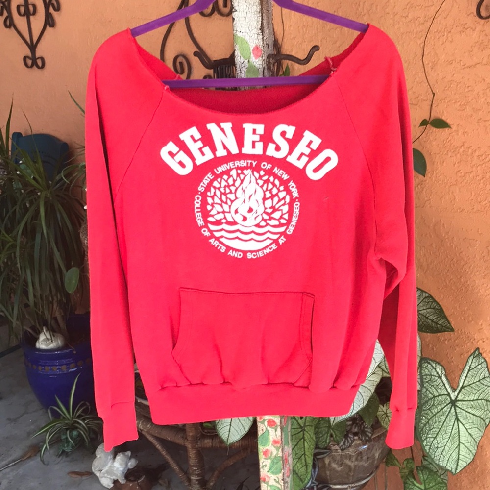 Red Off-the-Shoulder Sweatshirt